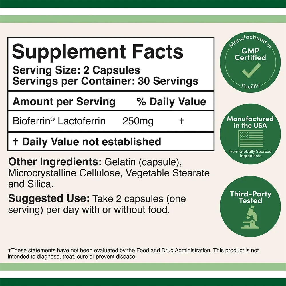 Double Wood Supplements Lactoferrin (60 Capsules) – Kuva 2