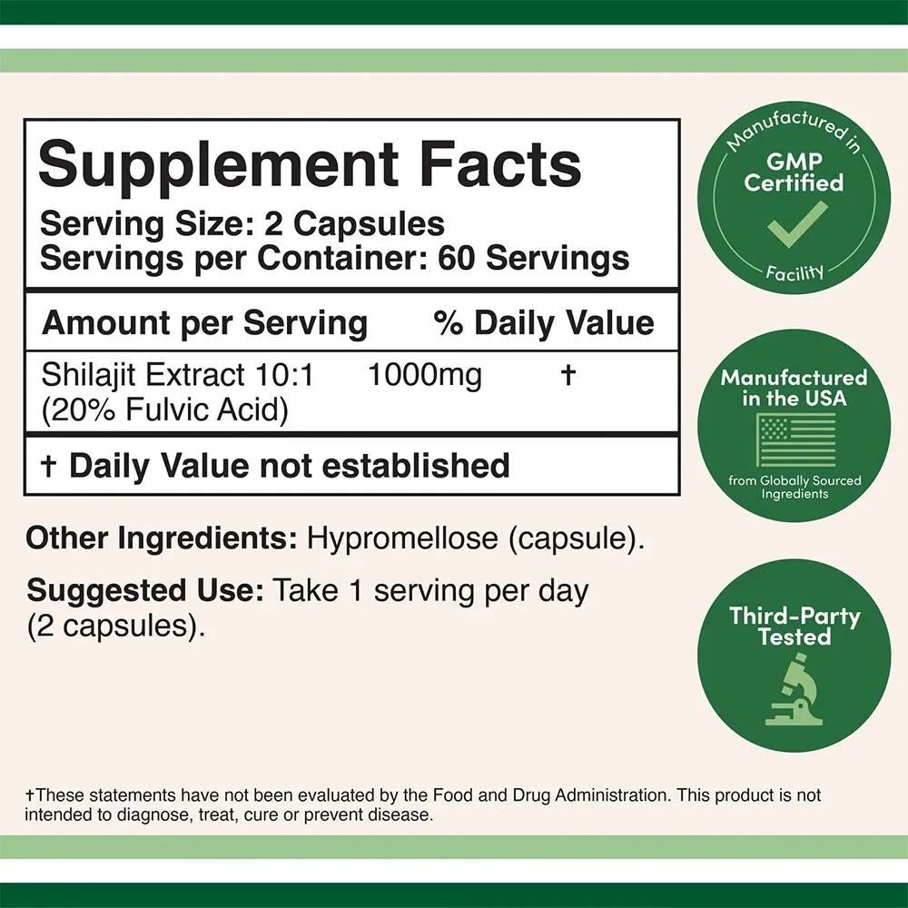 Double Wood Supplements Shilajit Resin (120 Capsules) – Kuva 2