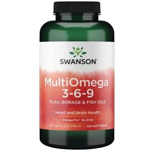 MultiOmega 3-6-9 – Pellava-, borago- ja kalaöljyt – 120 pehmeää kapselia – Nuvalia