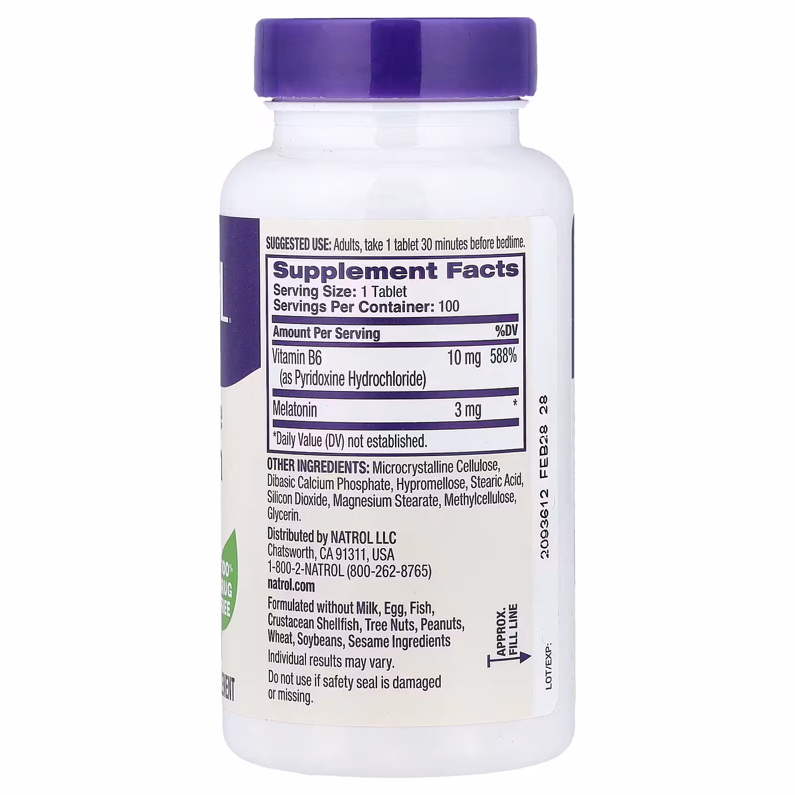 Natrol Melatonin Time Release 3 mg (100 Tablets) – Kuva 2