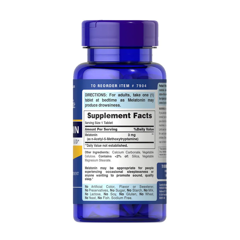 Puritan's Pride Melatonin 3 mg (240 Tablets) – Kuva 4
