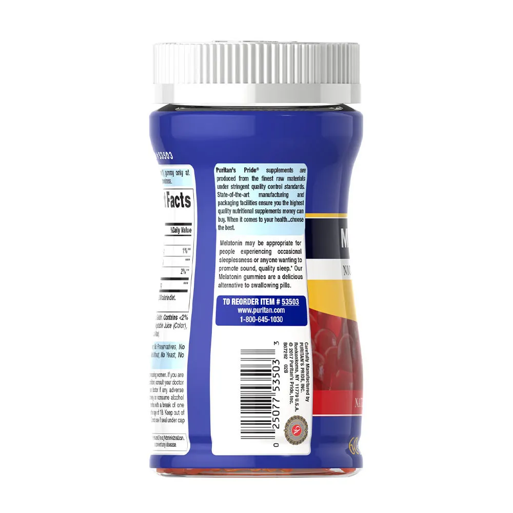 Puritan's Pride Melatonin Gummy 2.5 mg (60 Gummies, Strawberry) – Kuva 5