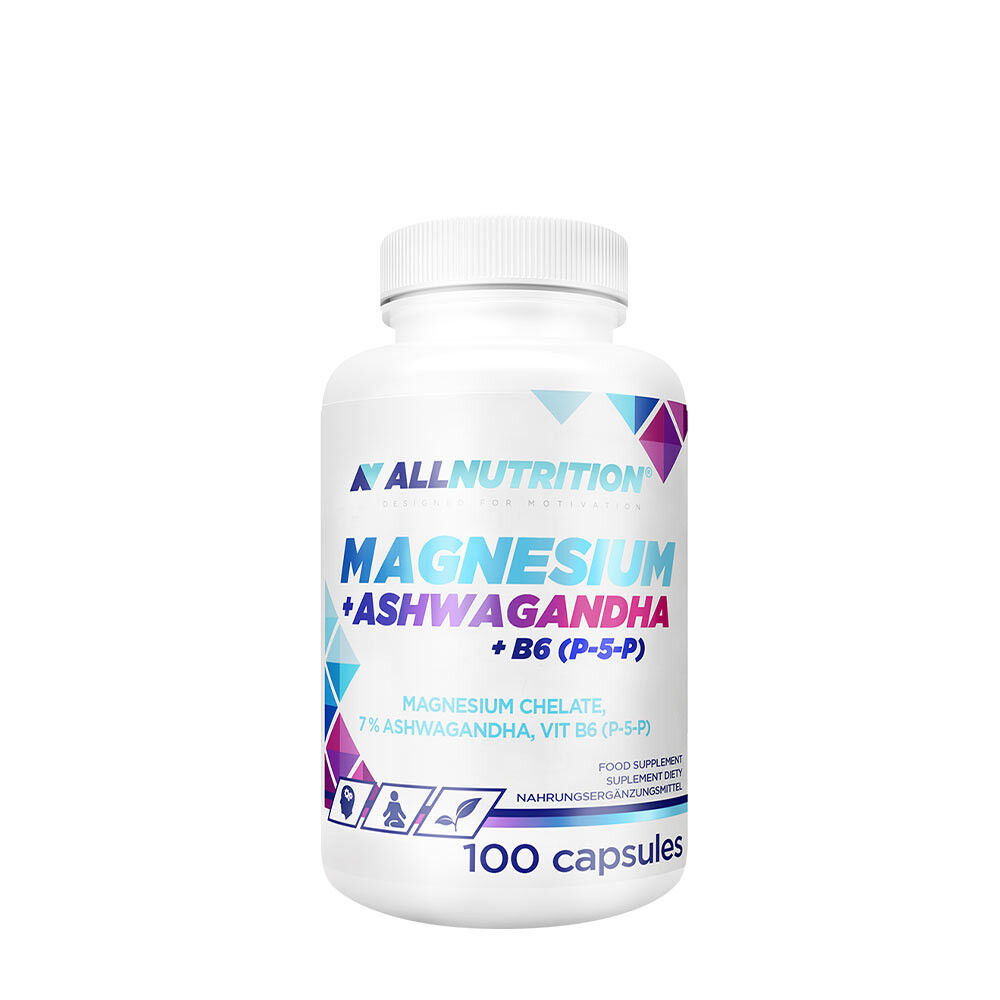 ALLNUTRITION Magnesium + Ashwagandha + Vitamin B6 (P-5-P) (100 kapsler)