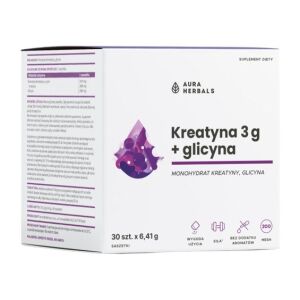 AURA HERBALS Creatine Monohydrate 3 g + Glicyne sachets (30 pcs) - Nuvalia