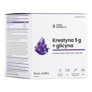 AURA HERBALS Creatine Monohydrate 5 g + Glicyne sachets (30 pcs) - Nuvalia