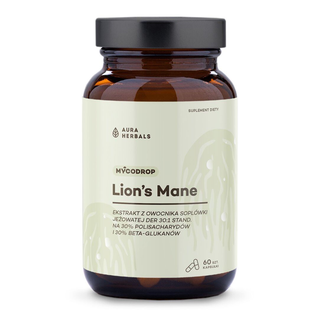 Aura Herbals - Mycodrop Løvemanke 30:1, 30% beta-glukaner (60 kapsler)