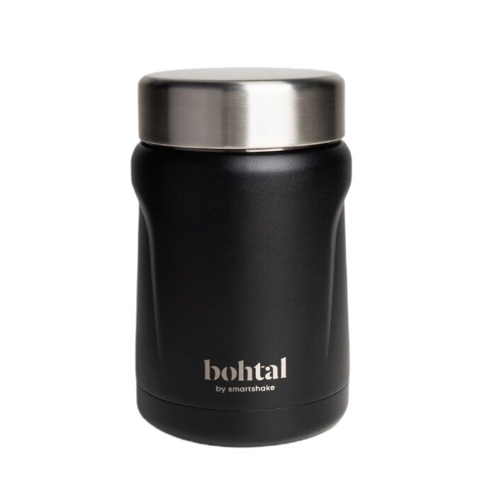 SmartShake - Bohtal isoleret madbeholder i sort + 550 ml