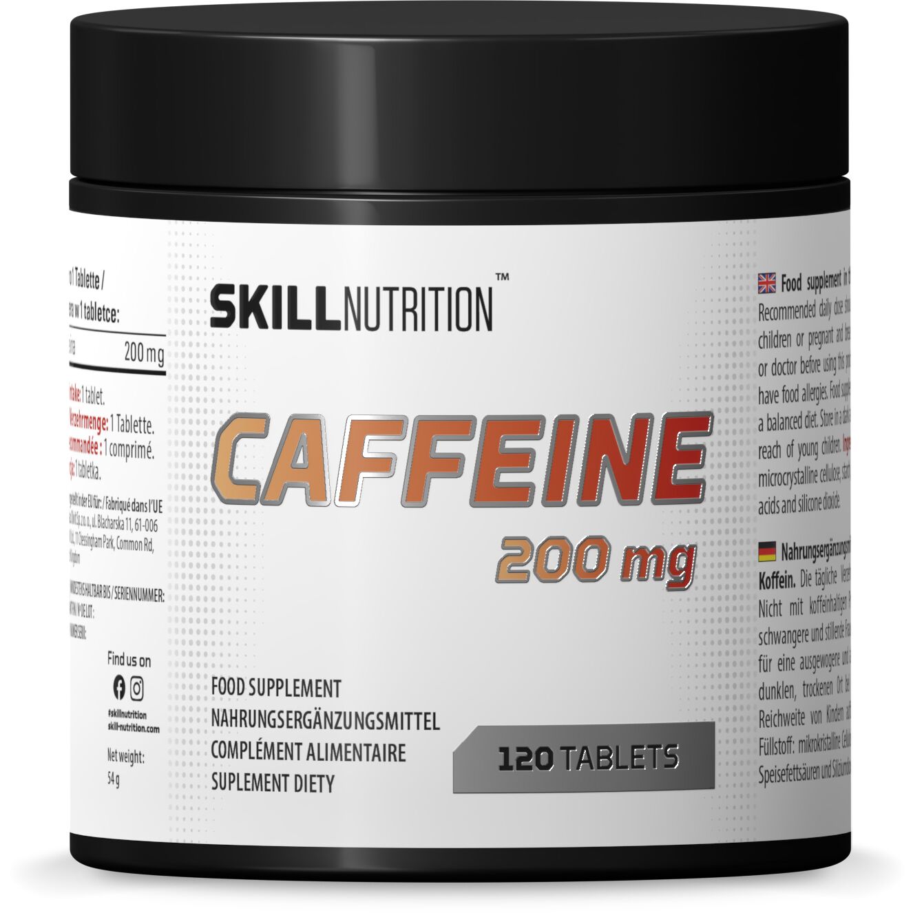 Skill Nutrition - Koffein, 200 mg - 120 tabletter