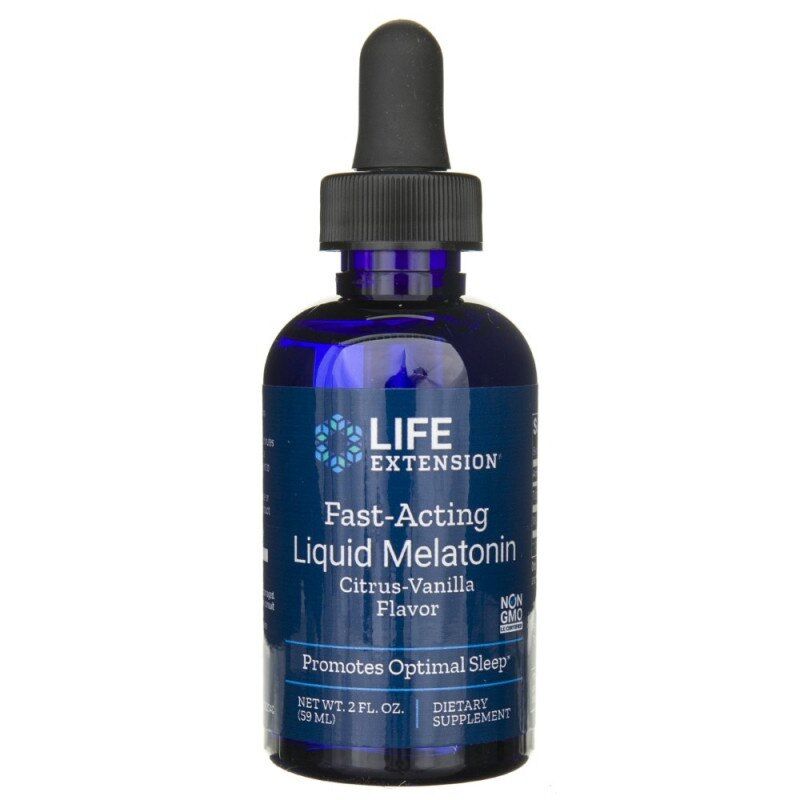 Hurtigtvirkende flydende melatonin, citrus-vanilje - 59 ml
