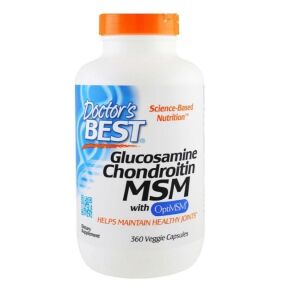 Glukosamiini, kondroitiini ja MSM, sisältää OptiMSM:ää – 360 kapselia – Viking Supplements