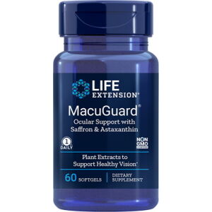 MacuGuard - silmien hyvinvointia tukeva valmiste, jossa on sahramia ja astaksantiinia – 60 pehmeää kapselia – Viking Supplements