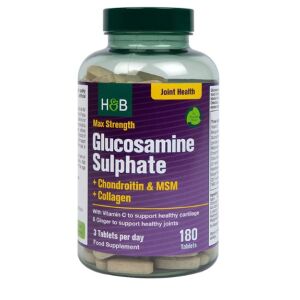 Max Strength -glukosamiinisulfaatti + kondroitiini ja MSM + kollageeni – 180 tablettia – Viking Supplements