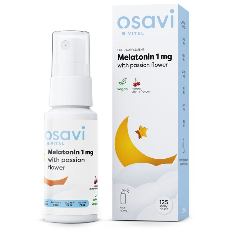 Brand - Melatonin med passionsblomst mundspray, 1 mg (Kirsebær) + 25 ml