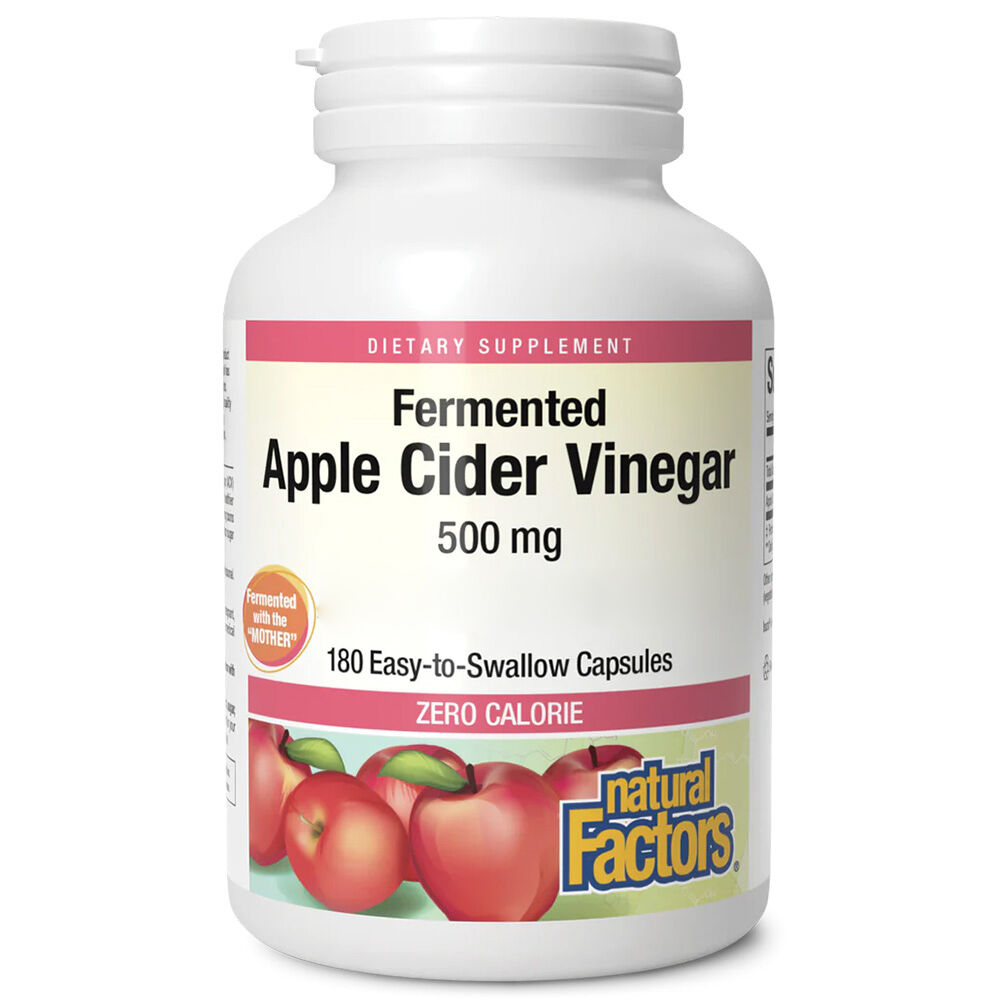 Natural Factors - Æblecidereddike 500 mg, 180 kapsler