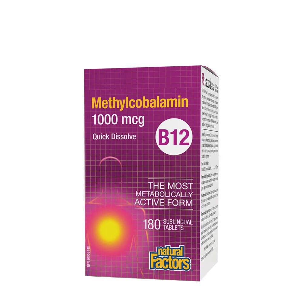 Natural Factors B12-metyylikobalamiini 1000 mcg (180 tablettia) – Viking Supplements
