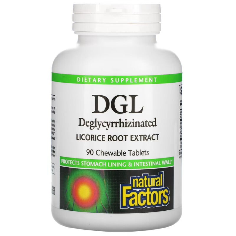 Natural Factors - DGL Deglycyrrhizineret Lakridsrod 400 mg, 90 tyggetabletter