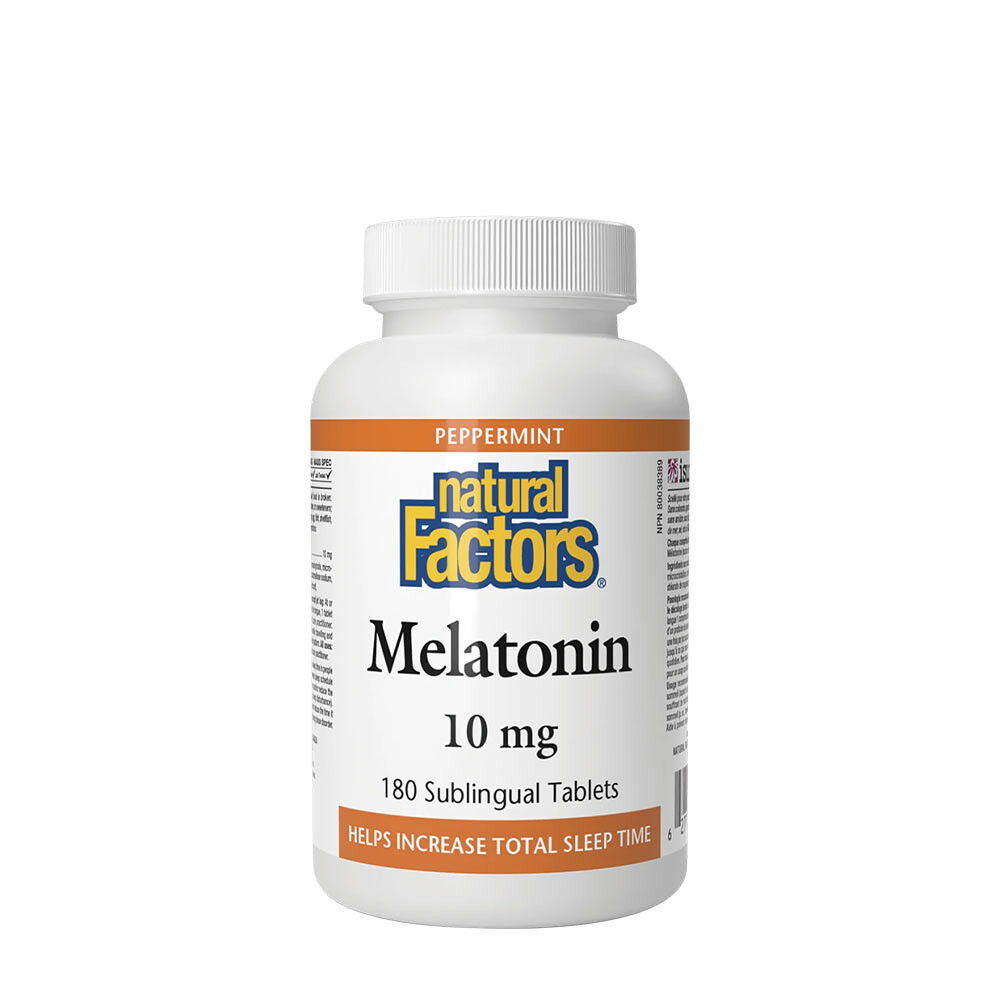 Natural Factors Melatonin 10 mg 180 tabletter, pebermynte billede