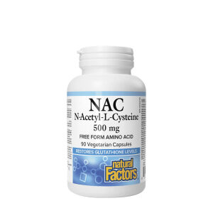 Natural Factors N-asetyyli-L-kysteiini-aminohappo 500 mg (90 kapselia) – Viking Supplements
