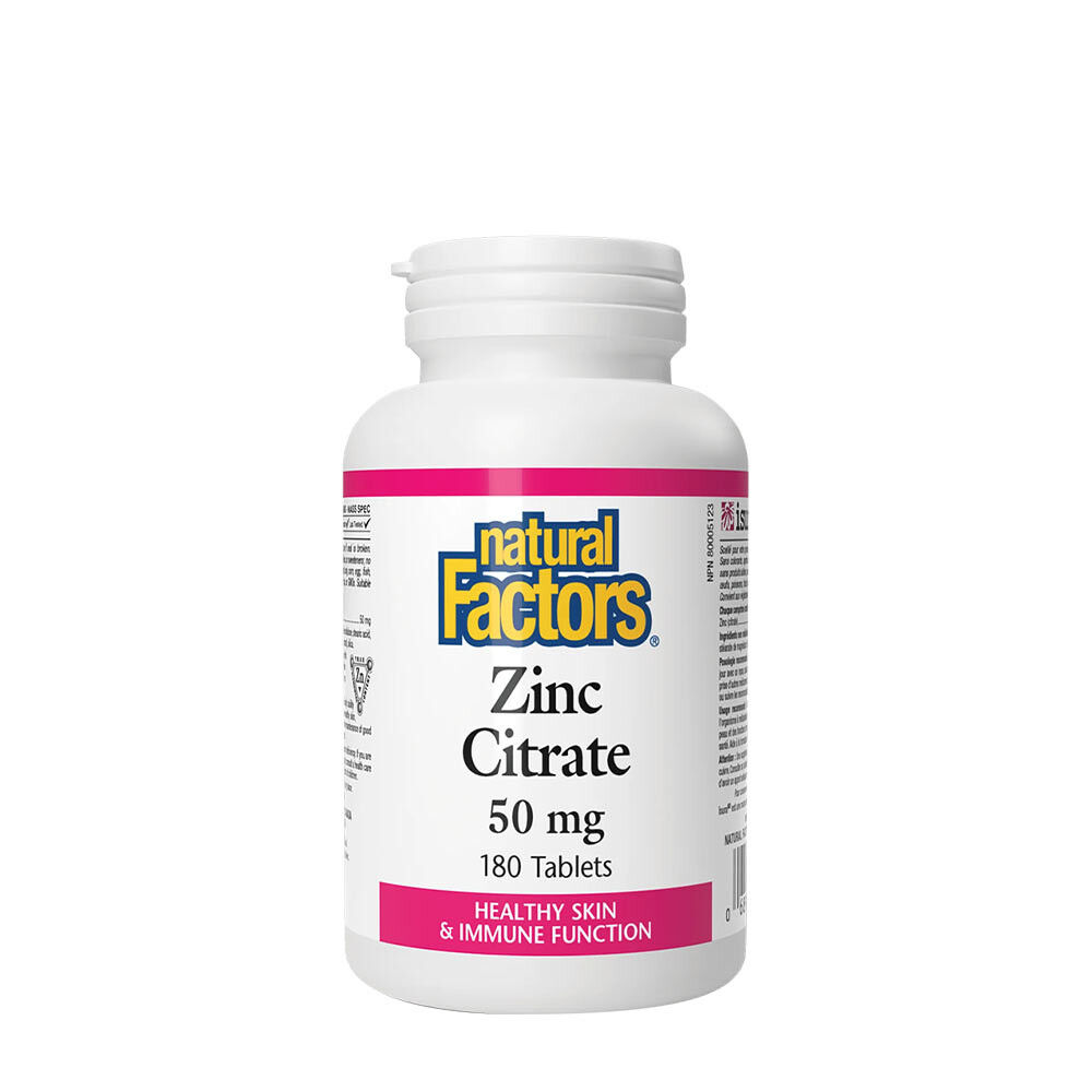 Natural Factors – Zinc Citrate 50 mg, 180 tabletter