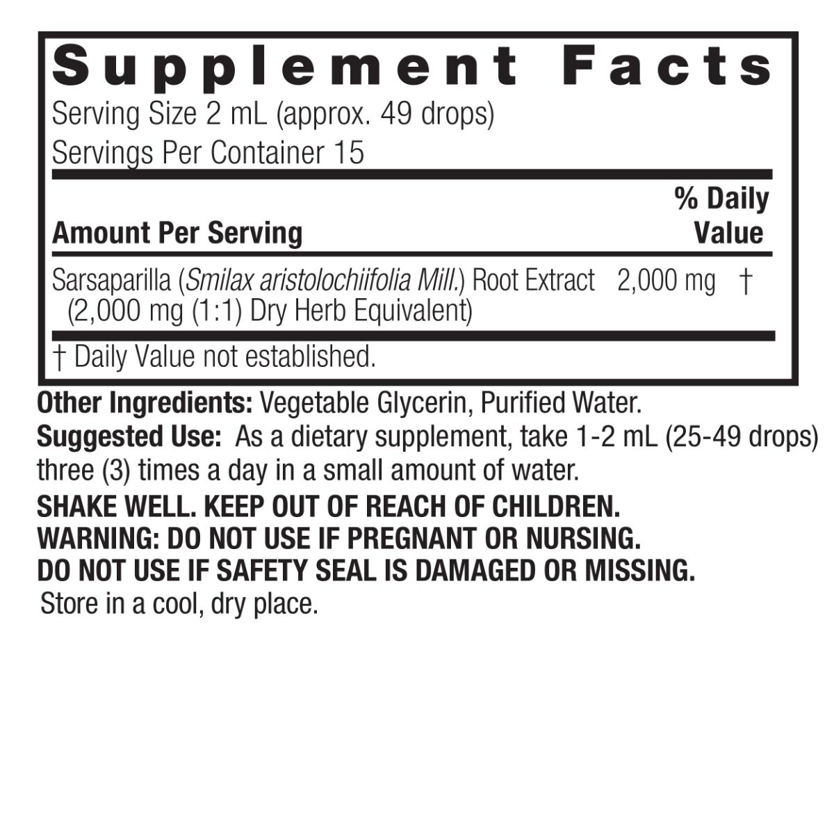 Nature's Answer Sarsaparilla Root 2000ml. Alcohol-Free 30ml – Kuva 4