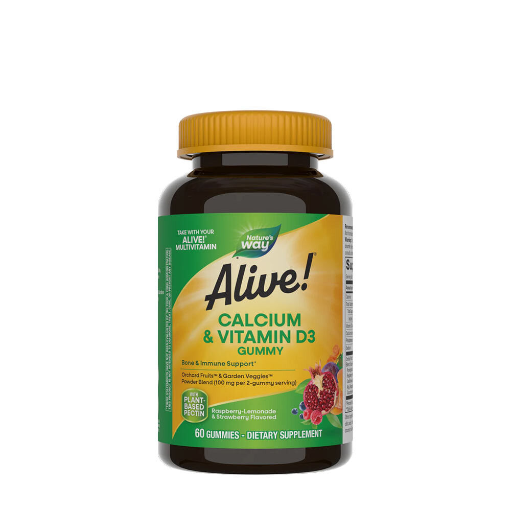 Natures Way Alive!® Kalsium + D3 -kumikarkit (60 kpl) - Viking Supplements