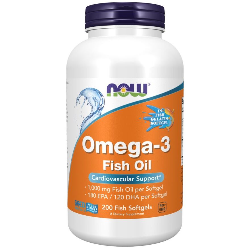 Omega-3-fiskeolie, molekylært destilleret 200 bløde kapsler med fiskeolie