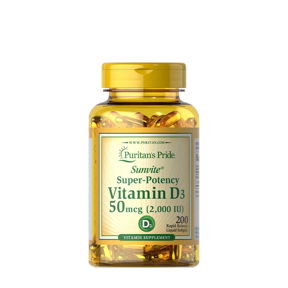 Puritans Pride D3-vitamiini 2000 IU (200 pehmeää kapselia) – Viking Supplements