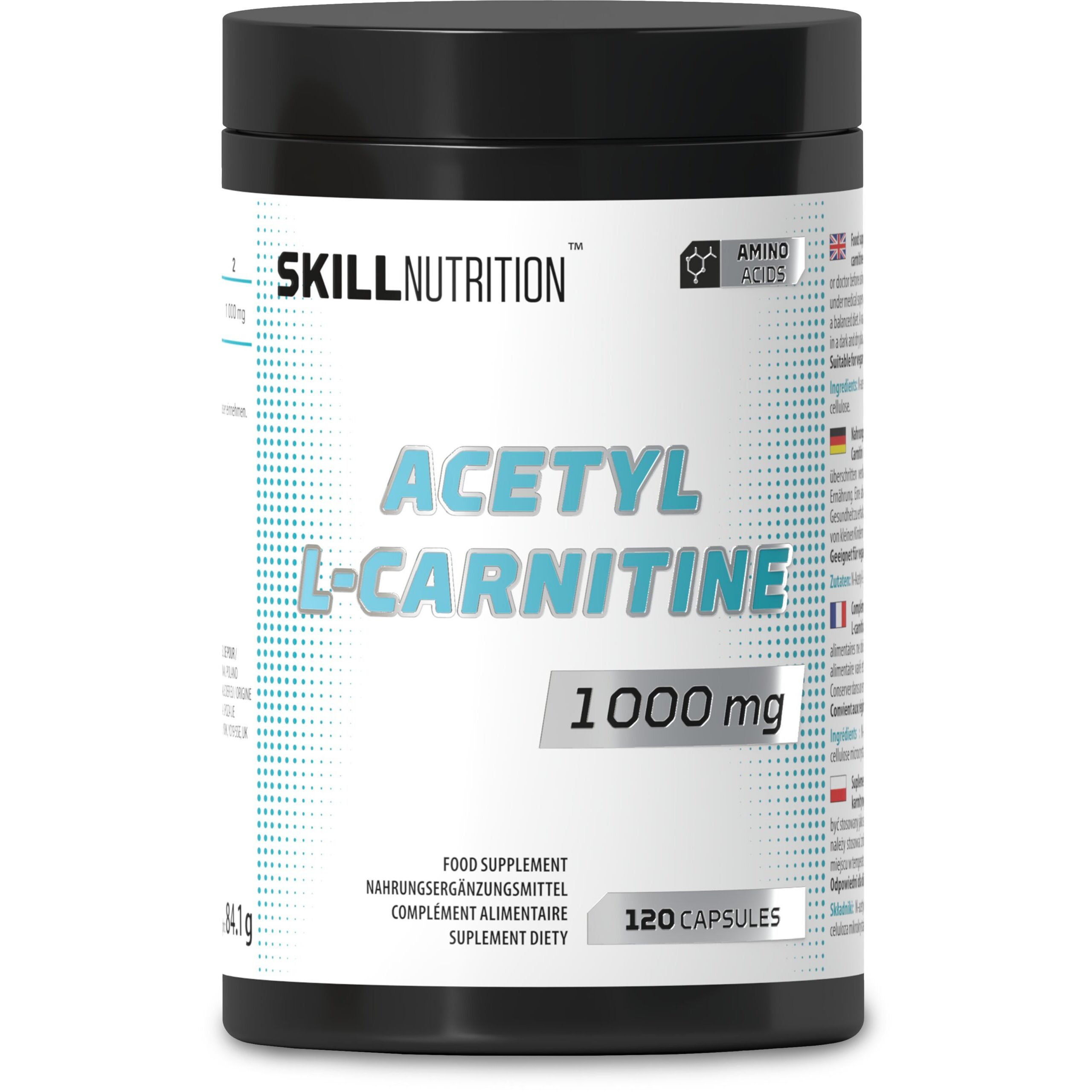 Skill Nutrition Acetyl-L-karnitin, 1000 mg 120 veganske kapsler