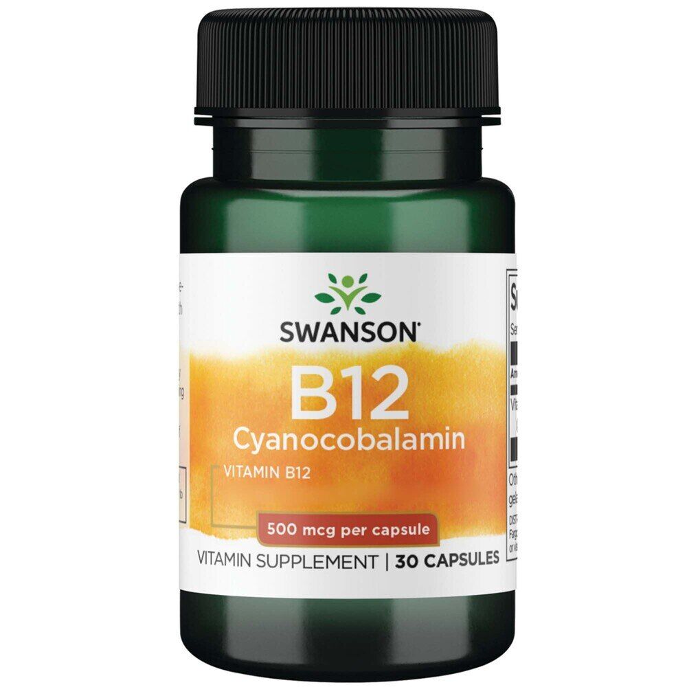 Swanson B12-vitamiini (syanokobalamiini) 500 mcg, 30 kapselia – Viking Supplements
