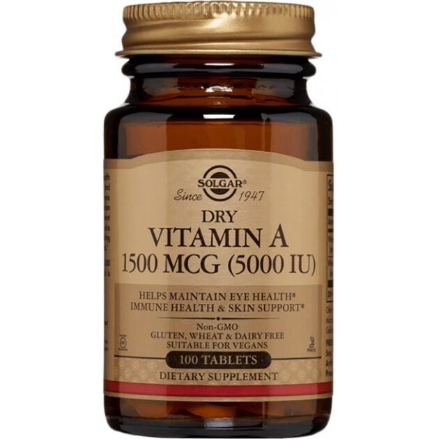 Tørret A-vitamin, 5000 IE 100 tabletter billede