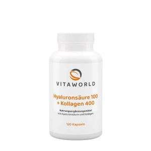 Vitaworld Hyaluronihappo 100 + Kollageeni 400 (120 kapselia) - Viking Supplements