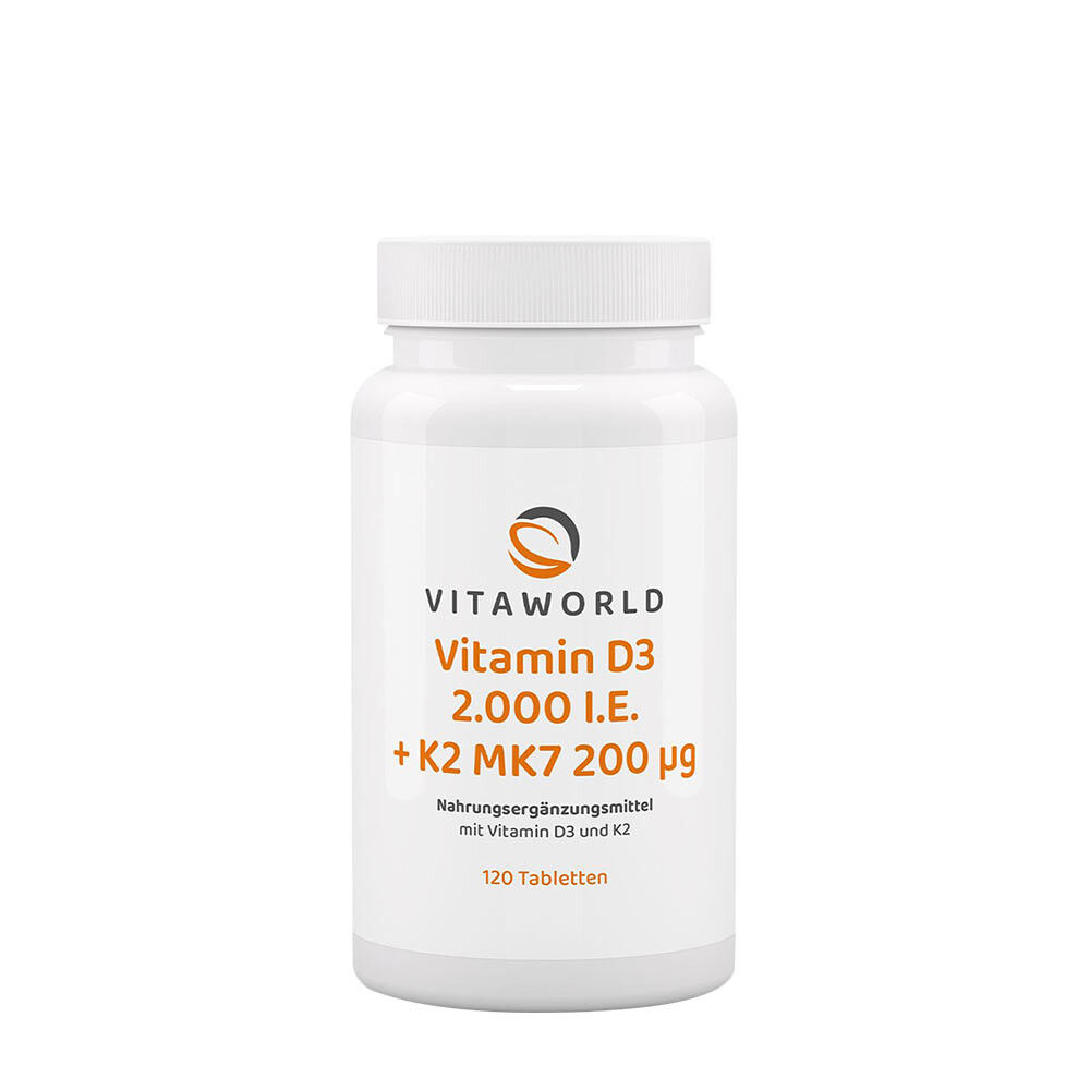 Vitaworld D3-vitamiini 2000 IU + K2 MK7 200 mcg (120 tablettia) - Viking Supplements